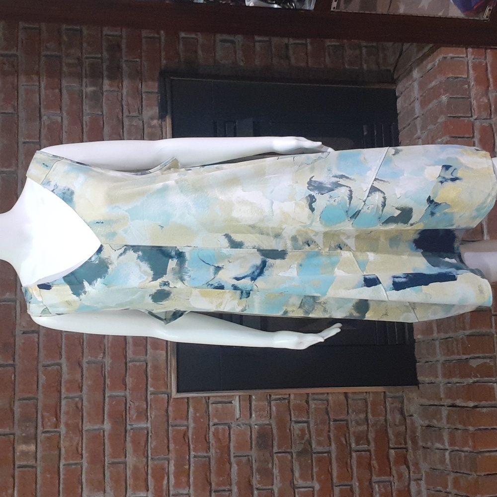 MarlaWynne Abstract Patterned Dress in Blue and Green